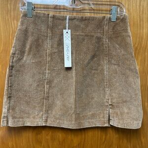 She + Sky Tan Ribbed Mini Skirt